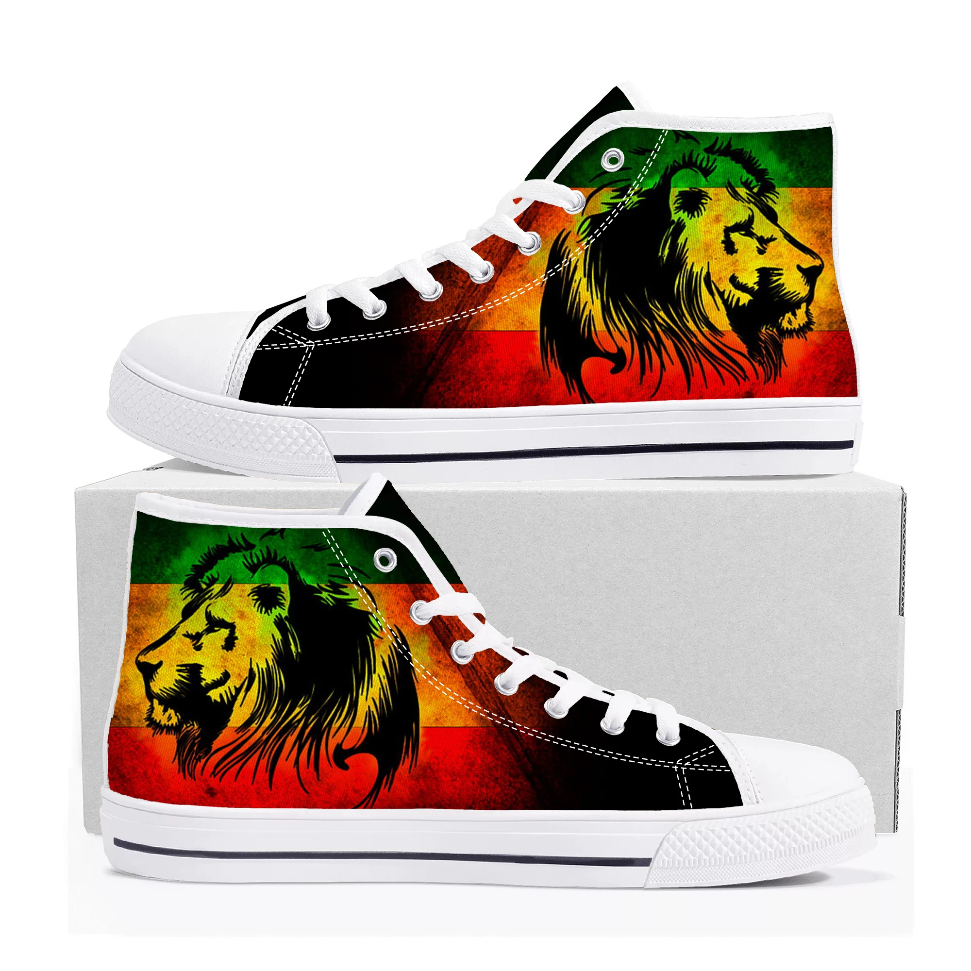 

Высокие кроссовки Reggae rastafarirasta Rastafari Lion Of juah, мужские и женские холщовые кроссовки для подростков, повседневная обувь на заказ