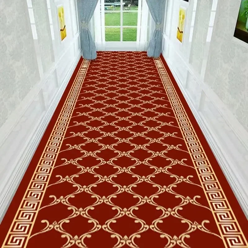Luxury European Long Corridor Carpet Runner Classical Hotel Hallway Decoration Home Aisle Non-slip Long Mat Walkway Rug Washable 3