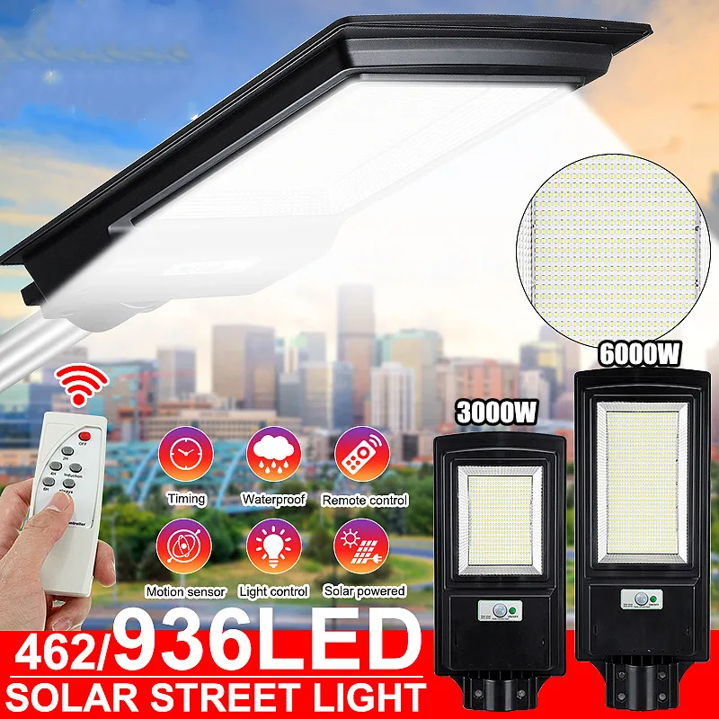 

6000W 936LED Super Bright Dimmable Solar Street Light Upgraded Outdoor Security PIR Motion Sensor Waterproof IP65 Wall Lamp