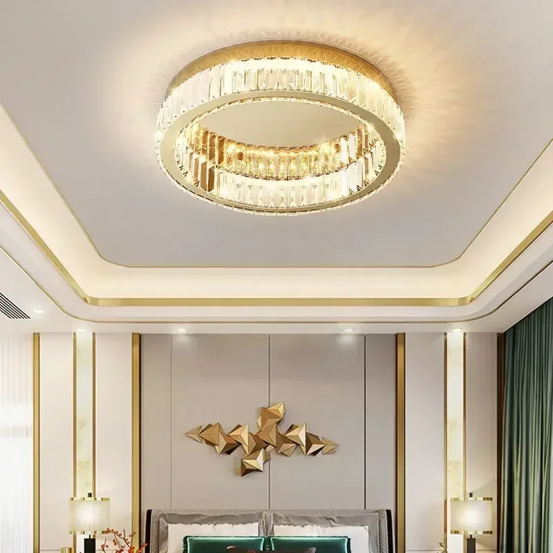 Nordic LED Crystal Circle Ceiling Lamp Chandeliers Lighting for Living Room Bedroom Home Indoor Decor Lampara techo Luminaire led chandelier ceiling chandelier