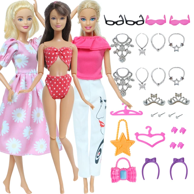 Kit Atacado 5 Casual Roupas + 5 Sapatos P/ Boneca Barbie