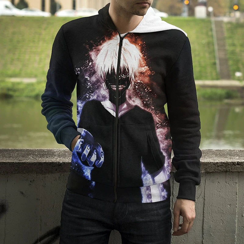 

3D Print Tokyo Ghoul Anime Spring Zip Hoodie Boy Girl Kids Casual Streetwear Long Sleeve Men Women Cool Fashion Zip Up Hoodie