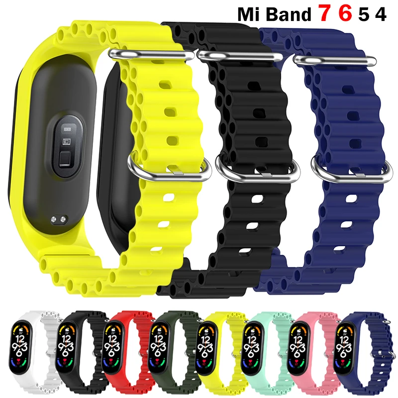 

Strap For Xiaomi Mi Band 7 6 5 4 3 Smart Bracelet Sport Wrist Replacement Soft Silicone Ocean Strap For Mi band 5 7 8 Wristband