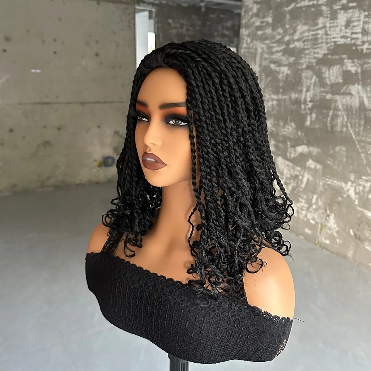 12Inch Short Synthetic Braided Wigs Black Women Heat Resistant Crochet Box Braided Bob Wig African Braiding Hair Wig Bob synthetic hair wigs