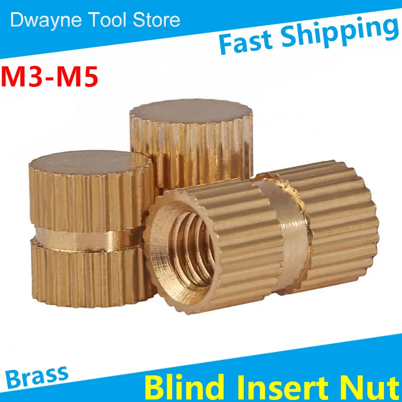 

M3 M4 M5 Brass Threaded Injection Nut Knurled Insert Blind Single Pass Copper Embedded Hob 【20PCS】