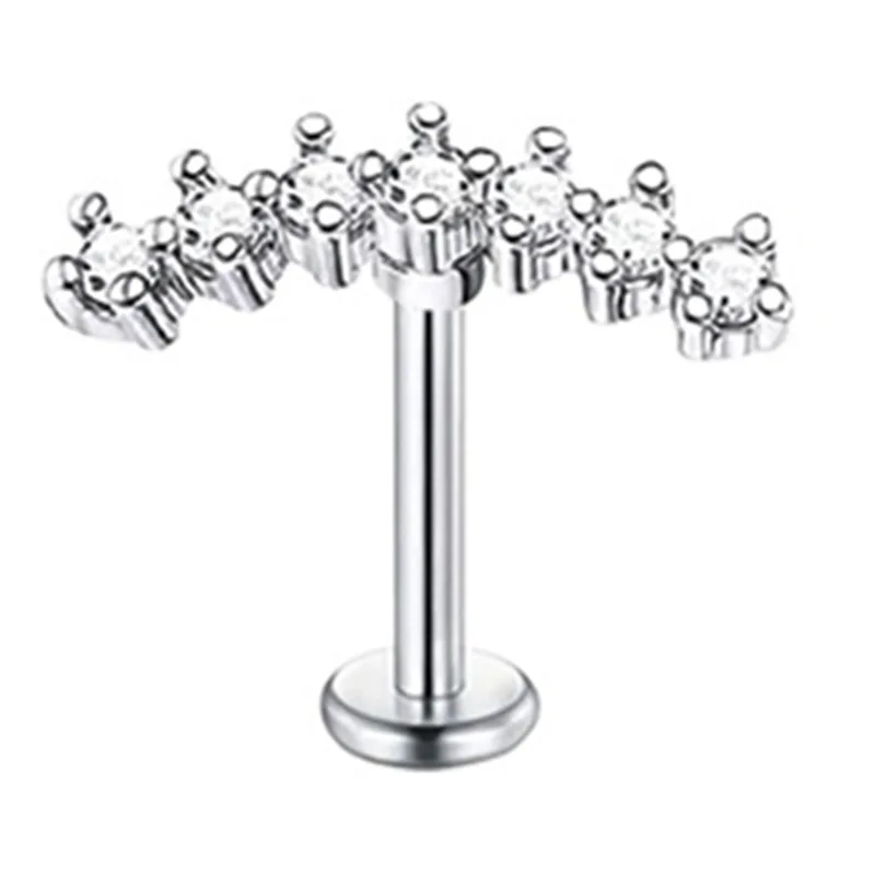 Stainless Steel CZ Labret Lip Ring Ear Bar Flat Back Stud 1Pc for Women Men Conch Lobe Piercing Earring Body Jewelry 16G piercing jewelry,ear piercing jewelry