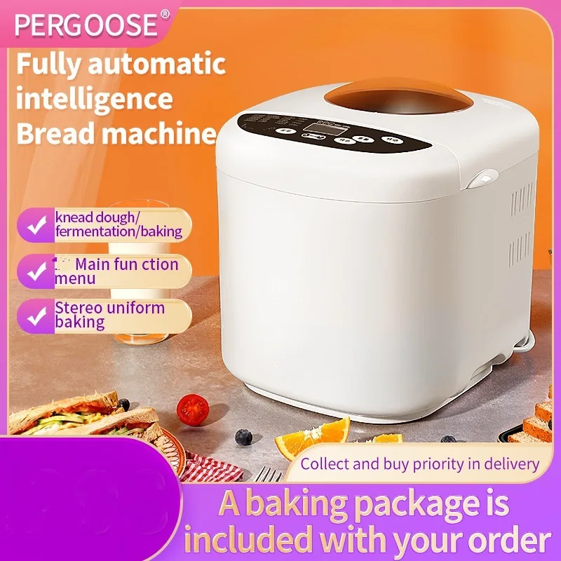 Multifunctional Household Bread Machine 19 Programs 3 Crust Control Toast Efficient Kneading Bread Machine 650-900g 700w