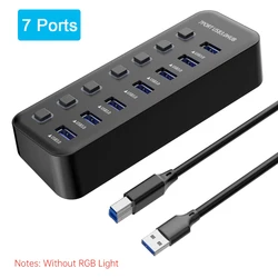 Enhanced RGB USB Hub with 7 - Port High - Speed Data Adapter and Individual On/Off Switches (7 ports)
