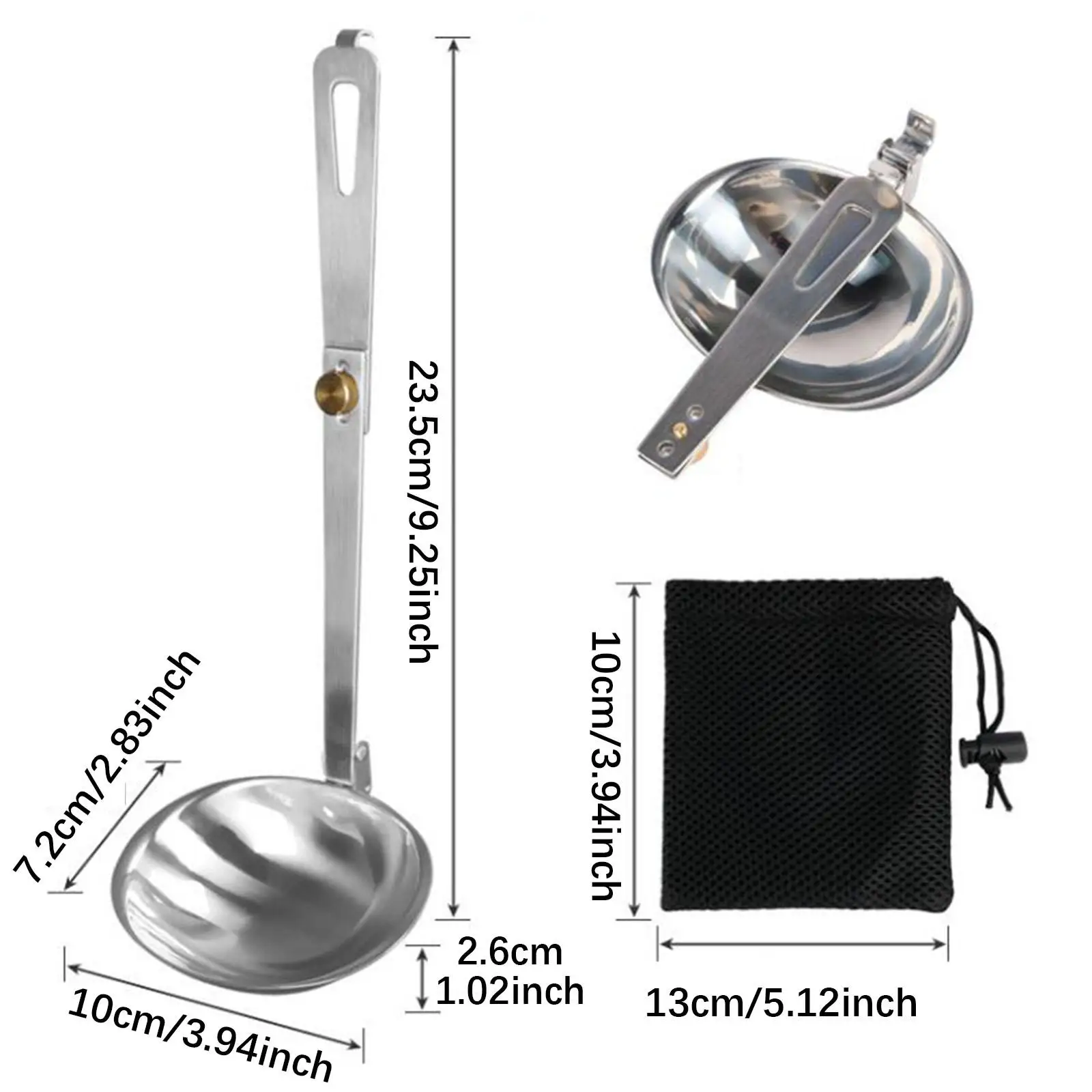 Foldable Soup Spoon Stainless Steel Outdoor Dining Tool Portable Kitchen Utensil Tableware for Picnic Fishing Camping Travel 6