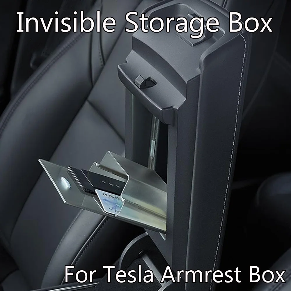 Secret compartment box under the armrest for Tesla Model 3 and Y