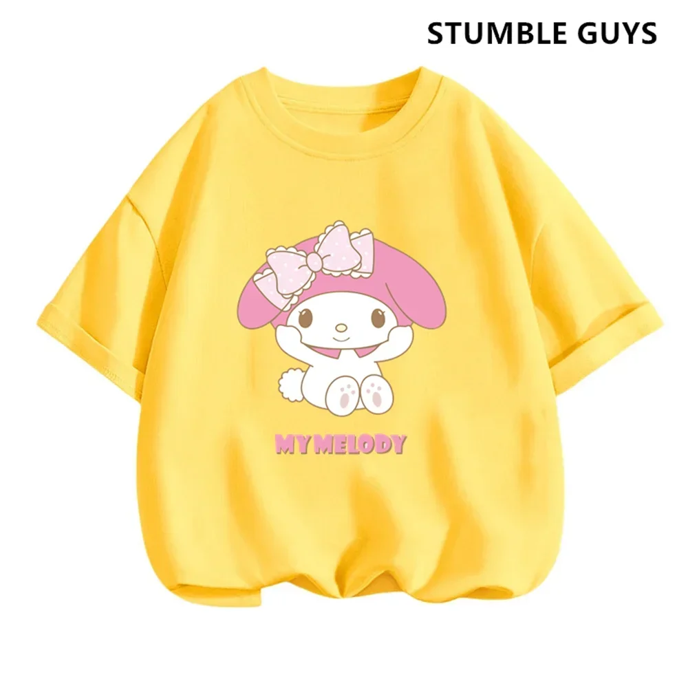 2024 New My Melody Tshirt Anime Summer Multiple Fashion Children's T-shirts Round Neck Casual Short Sleeve Print Trucksuit 4