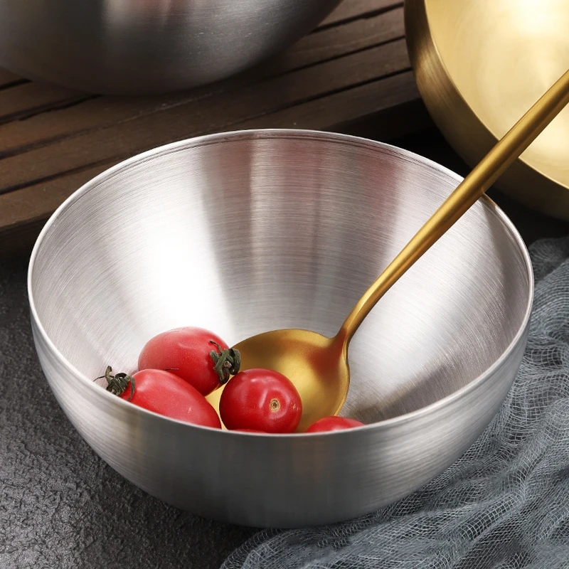 15/20CM Stainless Steel Fruit Salad Bowls Soup Rice Noodle Ramen Bowl Utensils Food Container Mixing for portable food container,baking mixing bowl