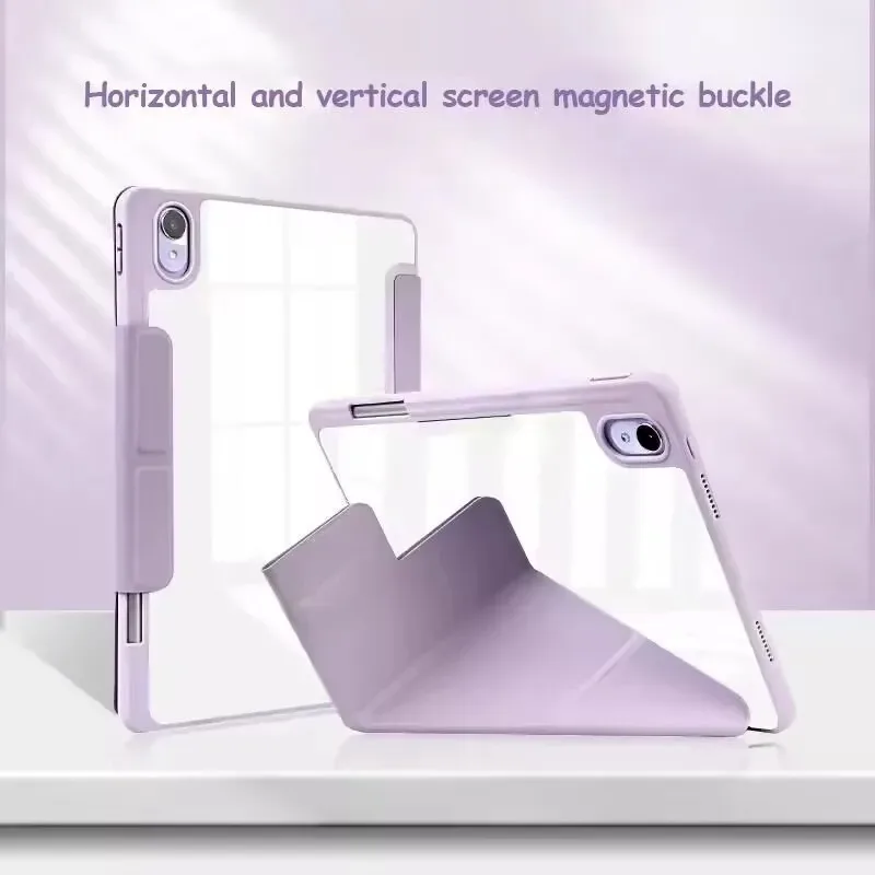Clear Hard Back Smart Cover with Pen Holder Case – Premium PU+PC Material