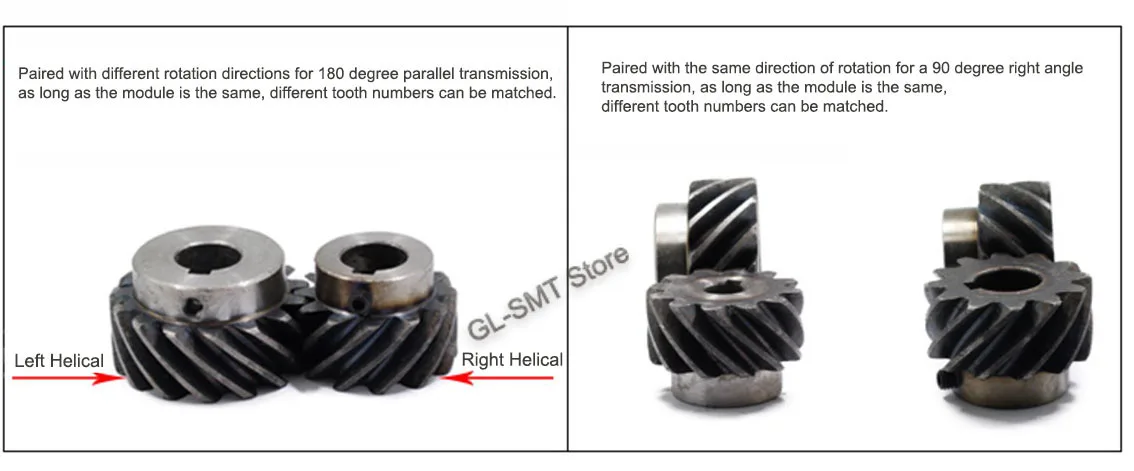 Description Picture 3 of item1pcs 1.5M 10-50 Teeth 45 Degree Right Helical Gear Staggered Gear Bore 8mm 10mm 12mm 14mm 15mm Machinery Transmission Parts