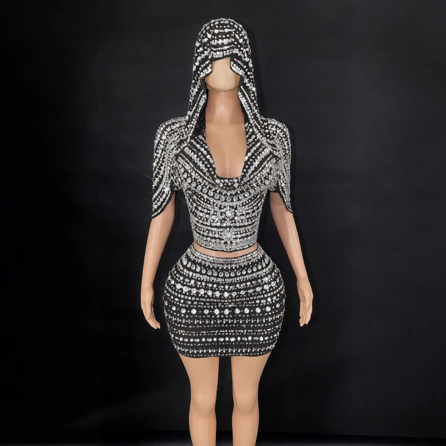 Sparkling Rhinestone Dress with Hat Skirt 2-piece 2025 New Birthday  Shooting Party Dress Stage Performance Dresses Streetwear - AliExpress  200000345