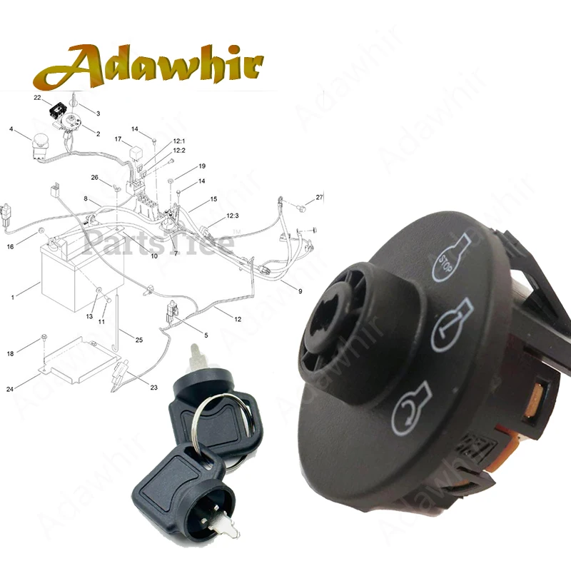 

3-позиционный выключатель зажигания с ключом для Exmark Toro 117-2221 137-4100 Z Master Time Cutter SS Серии ZS