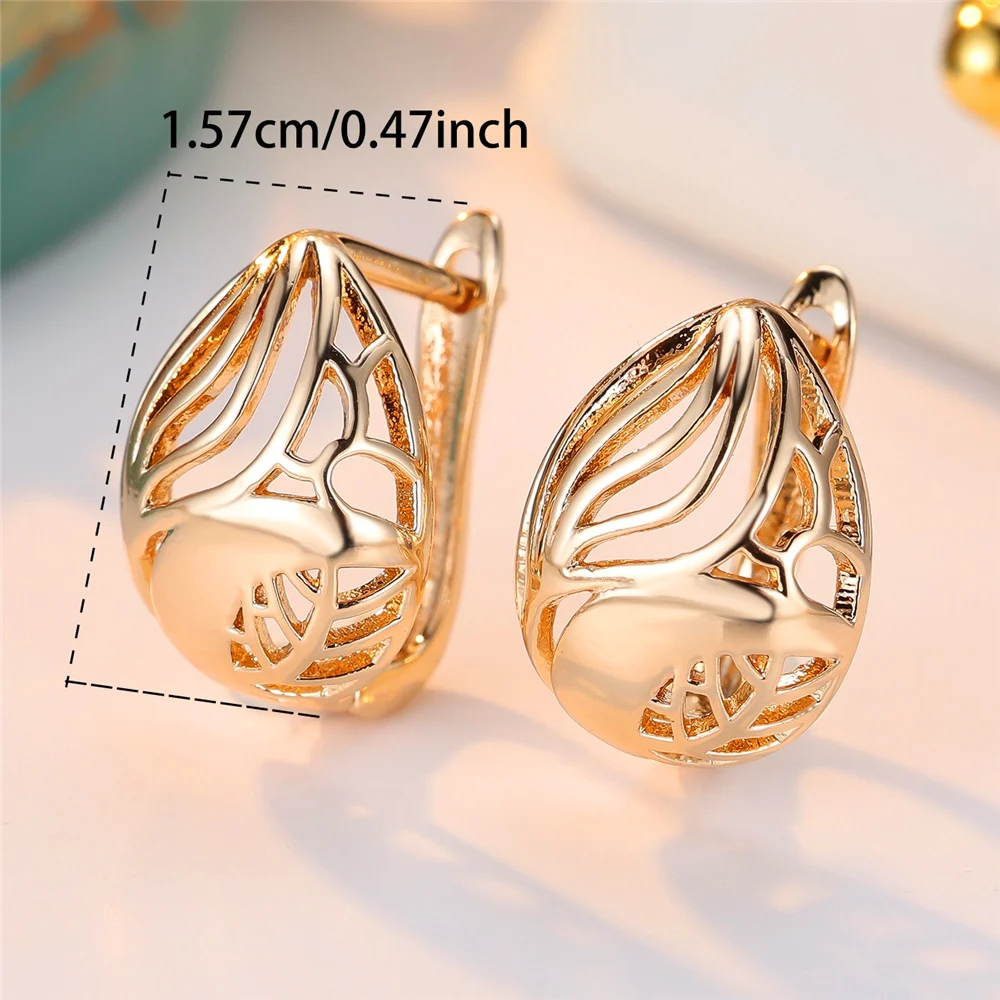 Antique Hollow Metal Geometric Hoop Earrings For Women Vintage Gold Color Small Earring Wedding Jewelry