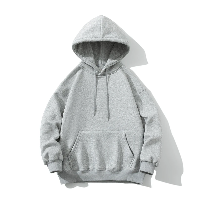 

2023 Autumn New Men Hooded Hoodies Men Thick Fabric Solid Basic Sweatshirts Quality Jogger Texture Fleece Pullovers