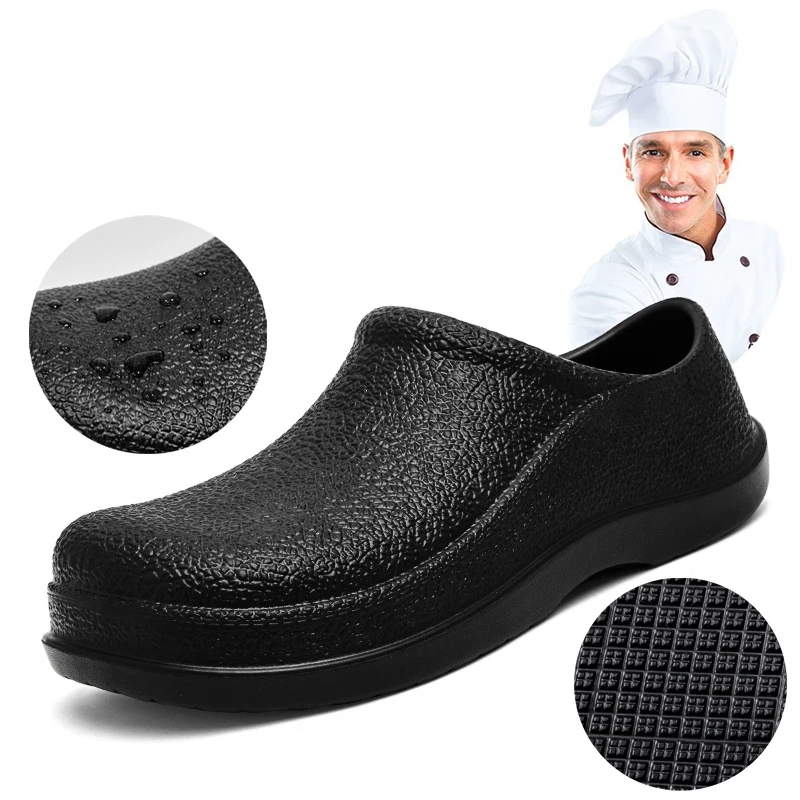 Chef Shoes Summer Sandals Men Chef Shoes Summer Beach Slippers Water-proof Oil-proof Kitchen Shoes Non-slip Garden Clogs Hotel Work Shoe EVA Sandal