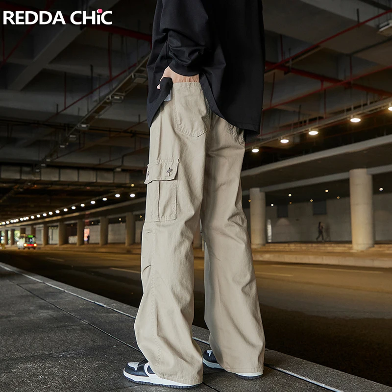 

Брюки-карго REDDACHIC мужские с несколькими карманами, однотонные Свободные повседневные спортивные штаны цвета хаки, брюки с широкими штанинами в стиле хип-хоп, уличная стильная Спецодежда