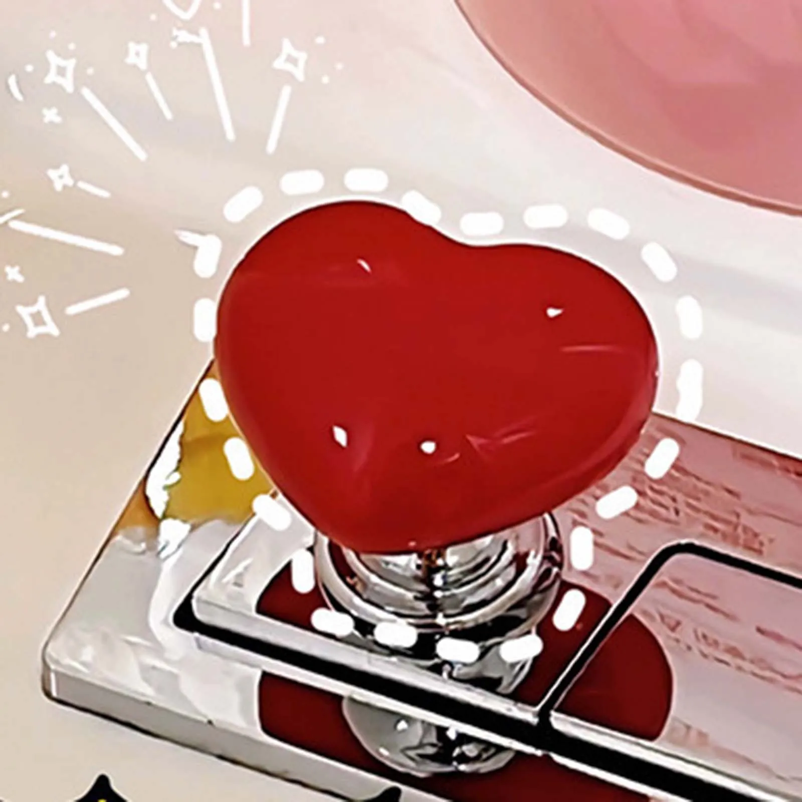 Heart Shaped Toilet Press Button 3Pcs Replacement Creative Functional Toilet Tank Button for Lavatory Hotel Room Restroom