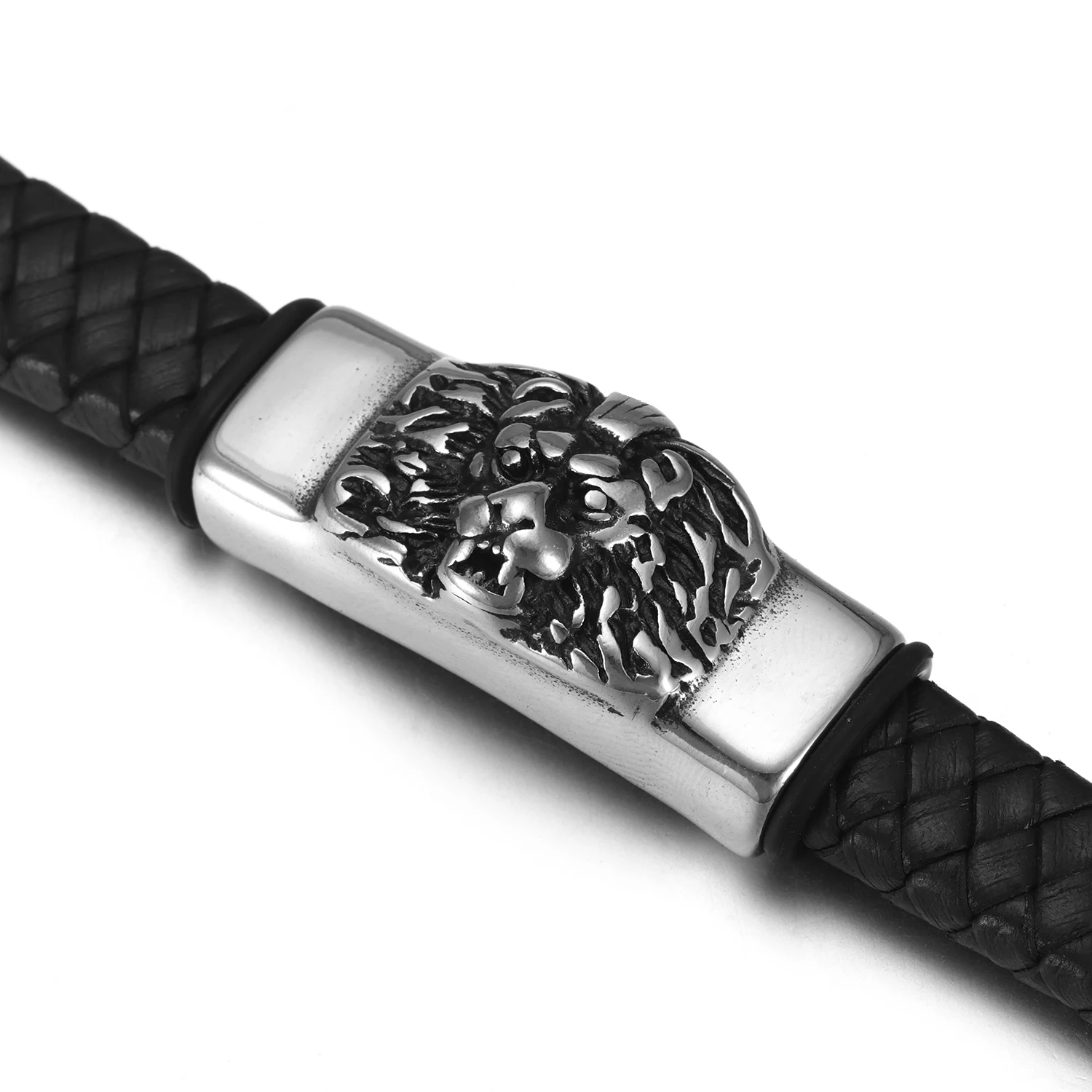 Edelstahl Punk Löwe Slider Perlen 12*6mm Loch Slide Charms für Männer Leder Armband Schmuck Machen DIY Zubehör – Detail 4
