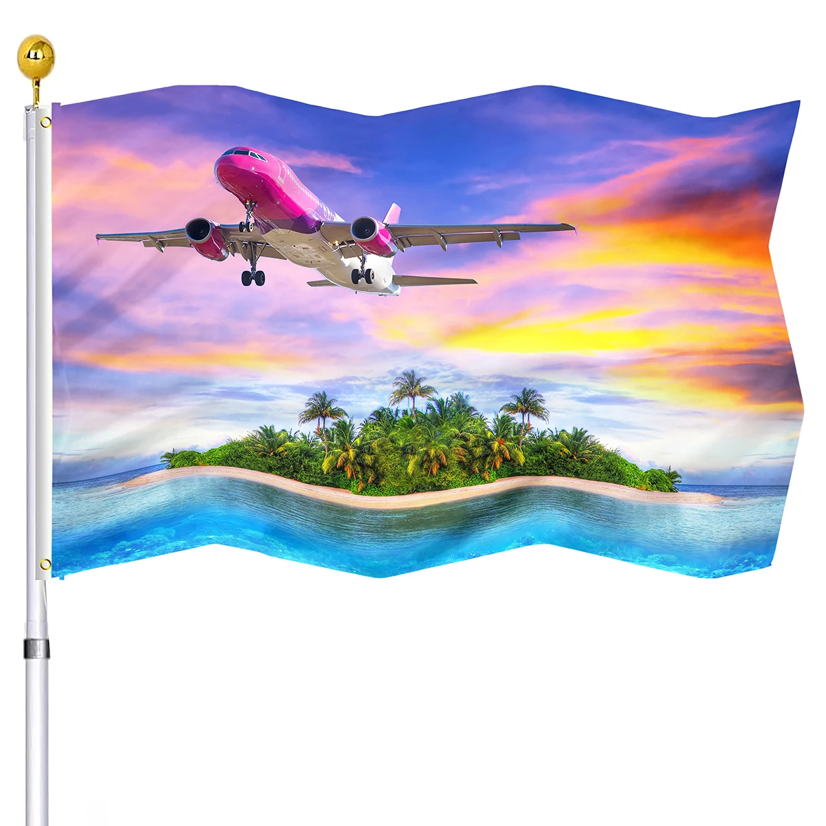 Airplane In The Sky Flag Spectacular Clouds Banner with Brass Grommets  Polyester Flags for House Indoor Porch Outdoor Decoration