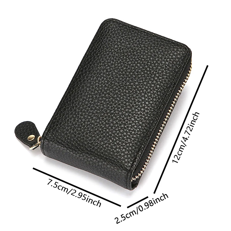RFID Men's Card Holder Unisex Wallet Genuine Leather Business Card Holder Zipper Card Protect Case ID Bank Card Holders Purse 6