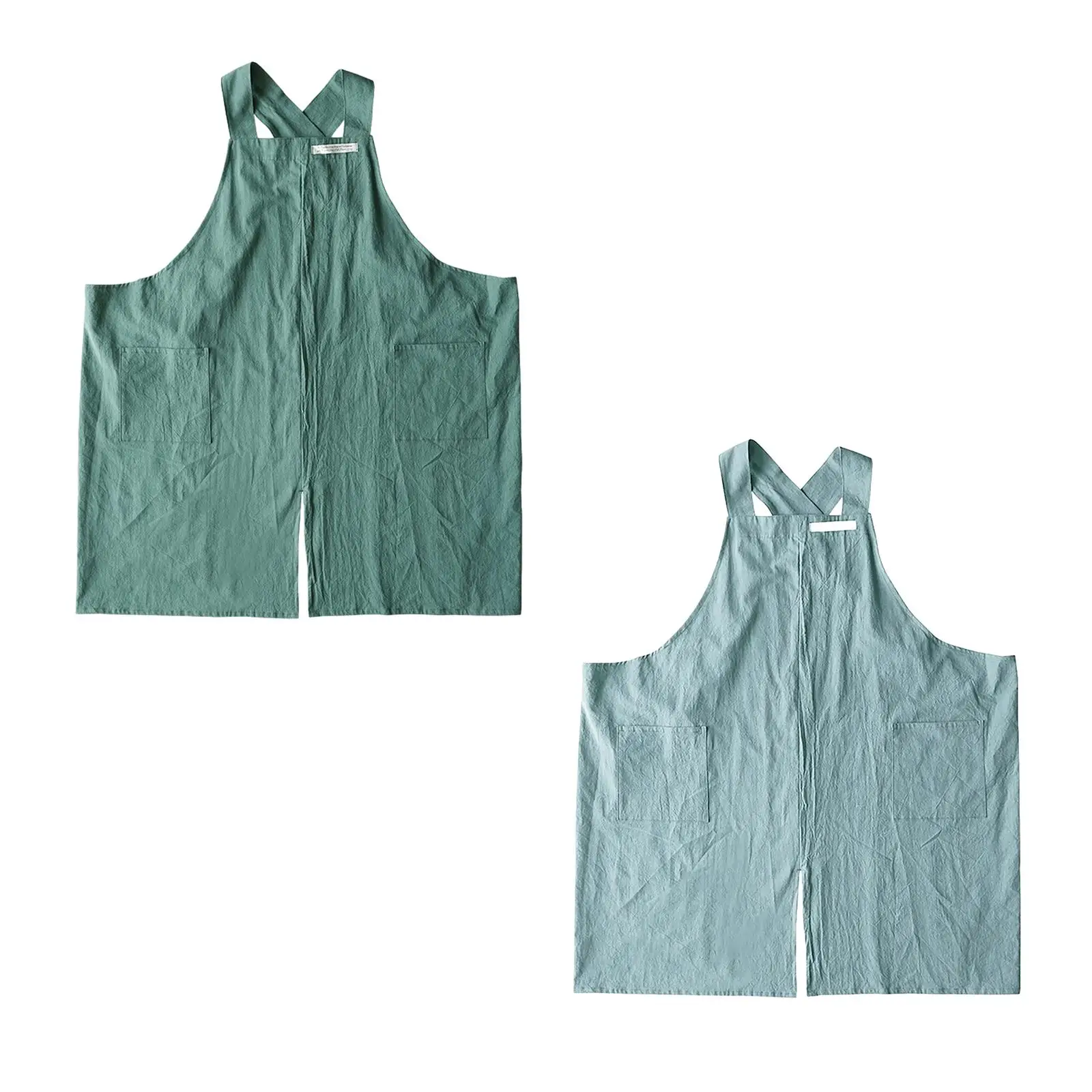 

Painting Apron with Two Pockets Lightweight Multi Functional Workshop Apron Japanese Style Cross Back for Gardening Garage