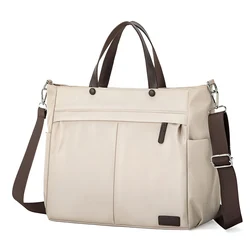 Nylon Casual Women's Laptop Shoulder Bag - Lightweight Daily Commuting Briefcase (WHITE)