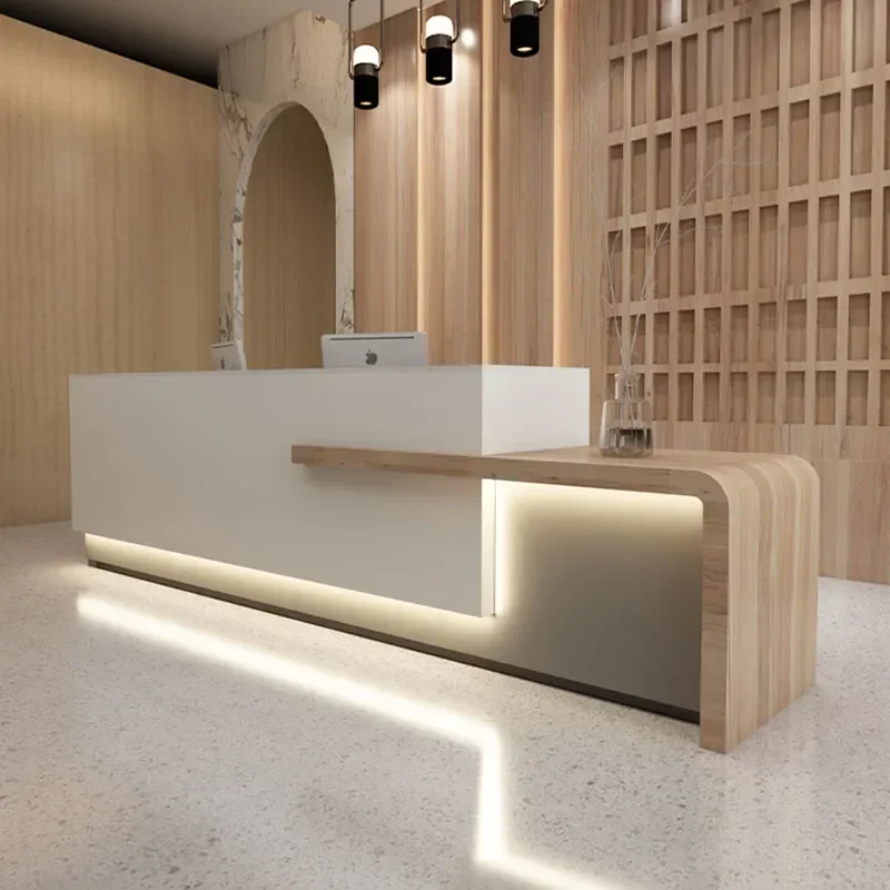 Home Counter Advisory Reception Desk Modern Barbershop Lighting Accessories Simple Cashier Table Gym Theke Rezeption Beauty