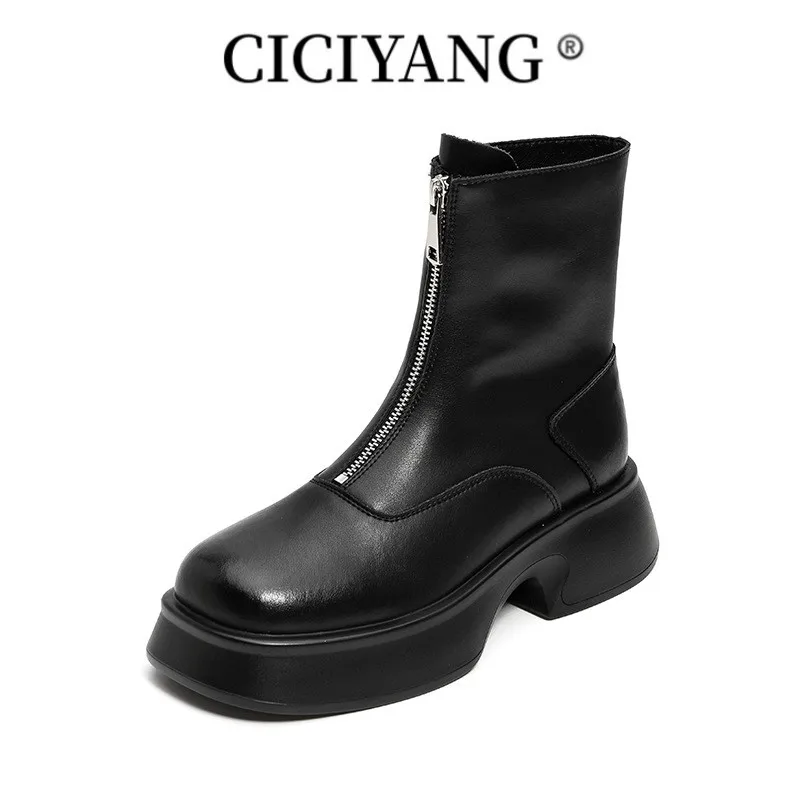 

CICIYANG Women's Winter Shoes Boots 2023 New Genuine Leather Fashion Women Boots Warm Non-slip Women Marton Boots