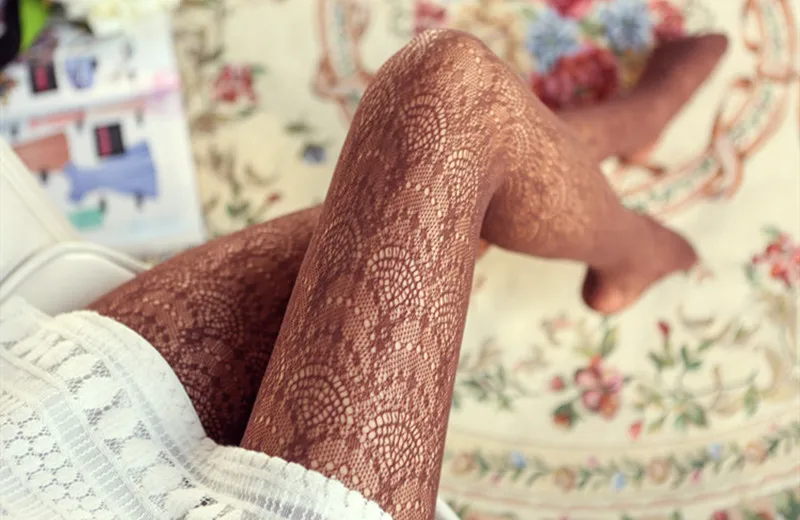 Sexy Frauen Strümpfe Carving Frauen Strumpfhosen Spitze Frau Seide Strumpfhosen Aushöhlen Enge Frau Tattoo Collant Femme Lolita Strümpfe – Detail 35