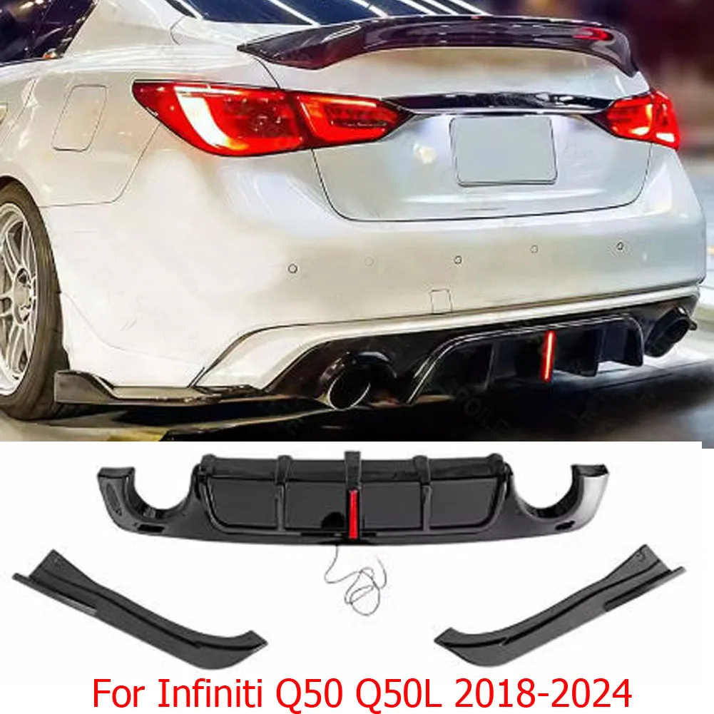 2014-2017 2018-2024 인피니티 Q50 Q50L M4 스타일 리어 범퍼 디퓨저 립 스플리터 스포일러 보호 커버 튜닝