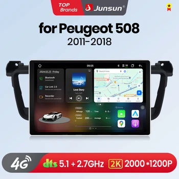 Junsun-Sistema inteligente de coche V3 Plus 2K, CarPlay inalámbrico, Android, para Peugeot 508, 508SW, 2011 - 2018 1