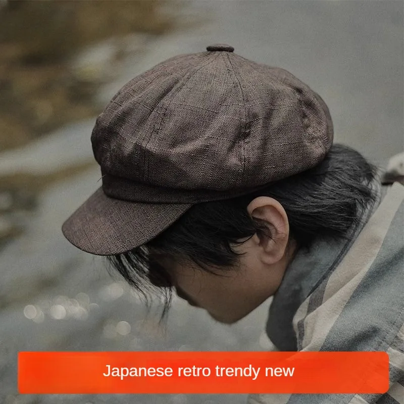 

Japanese retro literature and art octagon hat male net red thin British newspaper boy hat simple fashion painter Beret hat
