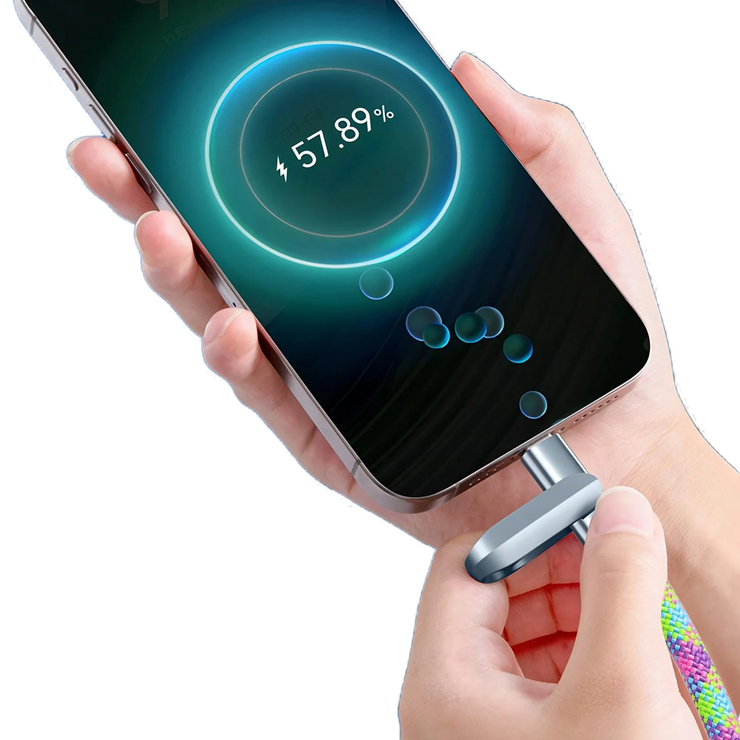 2-in-1 고속 충전 USB-C to Type-C 데이터 케이블, Type-C 폰 랜야드 및 충전 케이블 C to C 브레이드 넥/손목 스트랩에 적합