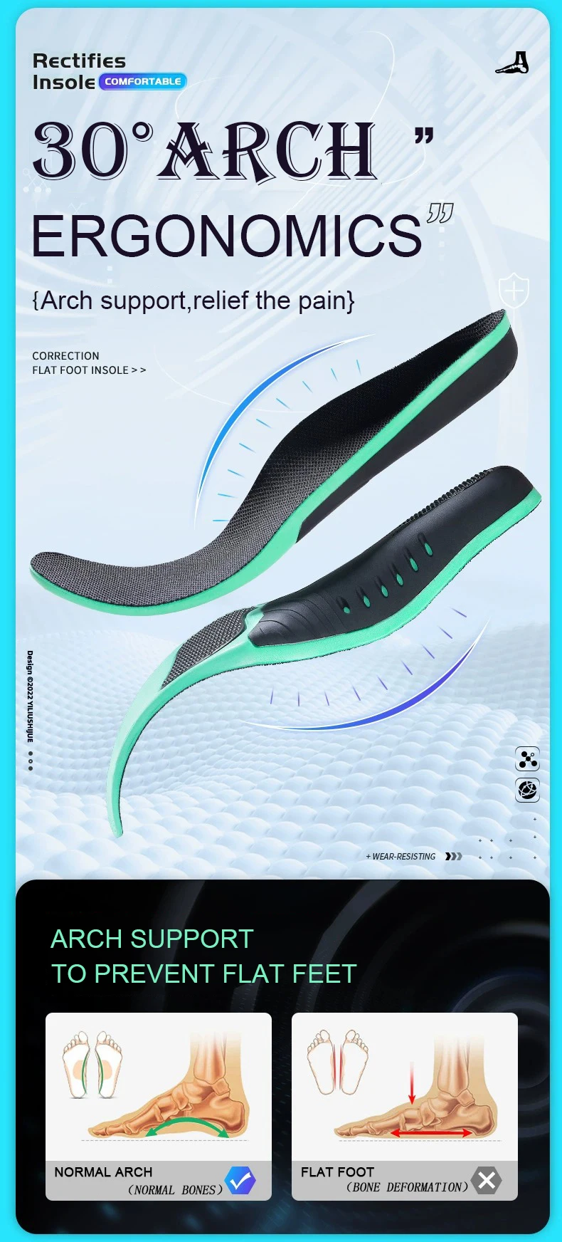 EVA Orthopädische Schuhe Sohle Einlegesohlen Für Füße Arch Fuß Pad X/O Typ Bein Plattfuß Elastische Stoßdämpfung Bequeme Einlegesohlen – Detail 2