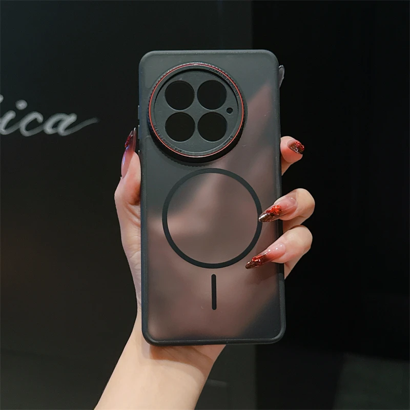 Luxury Matte Magnetic Wireless Charging Case Cover with Bracket Holder
