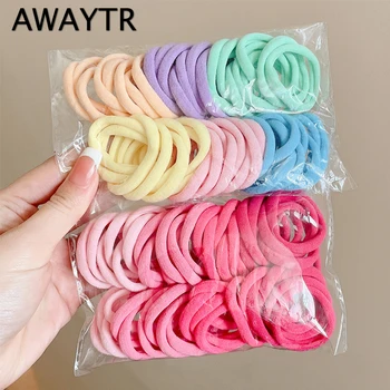 50PCS Colorato Ealstic Corda Per Capelli Coda di Cavallo Tenere Scrunchie Elastico Per Le Donne Fasce Per Capelli In Nylon di Base Elastico Senza Soluzione di Continuità Ragazze