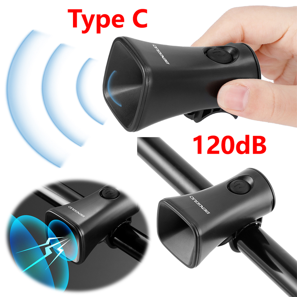 Electric Bike Horn Loud 5 Sound Modes Bike Bell Rechargeable Bicycle Handlebar Alarm Ring Bell Cycling Scooter Bike Accessories