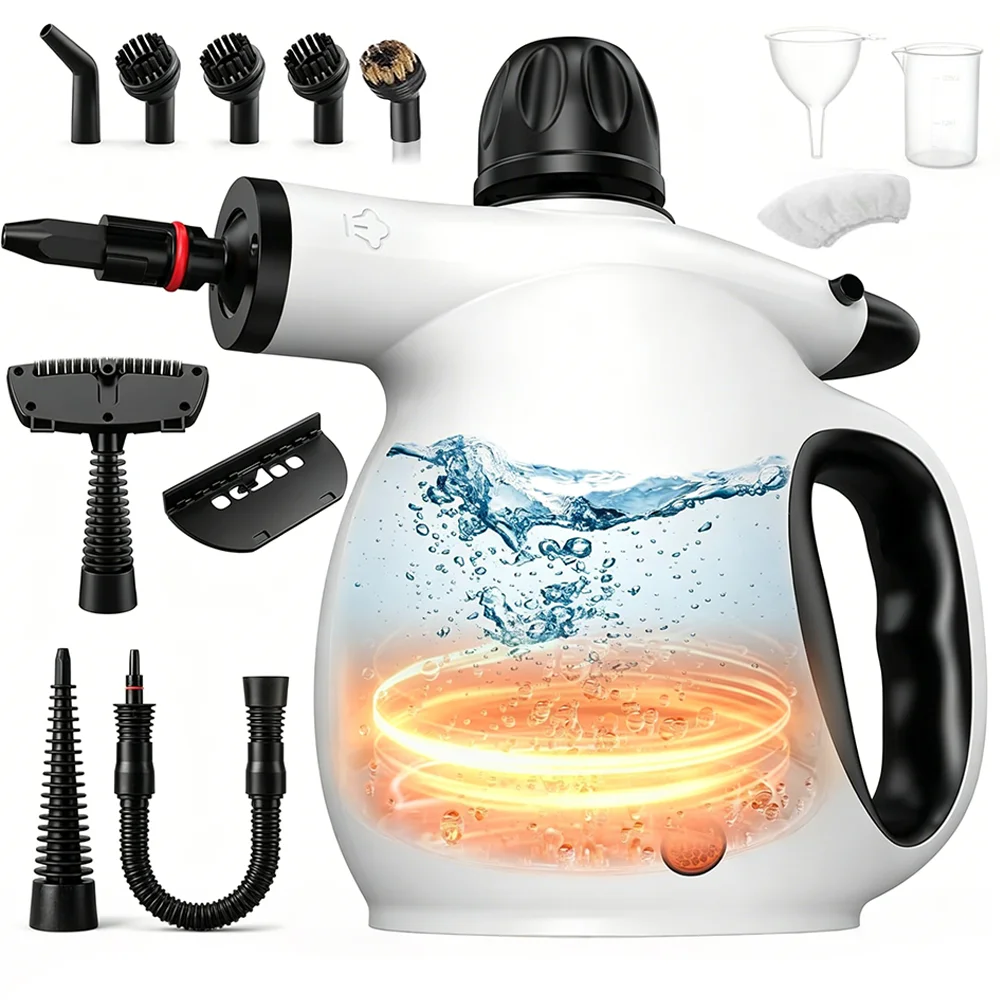 Steam Cleaner,Handheld Pressurized Steam Cleaner With 12 Attachments, Portable Steam Cleaner, Home Steam Cleaner, For Cleaning Cars, Furniture, Floors, Interior Decoration, Grouting And Tiles