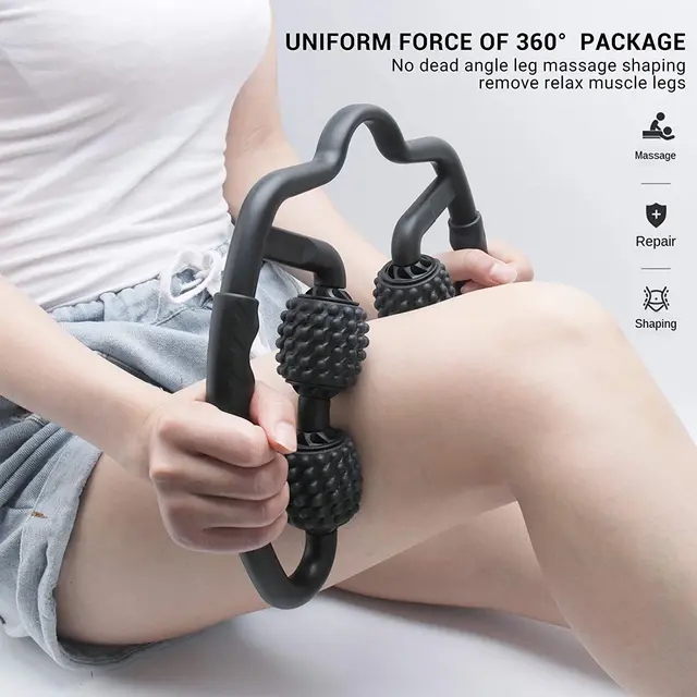 4-wheel leg slimmer soft rubber yoga exercise circular roller leg muscle relaxation foam massage stick leg clamp massage 6