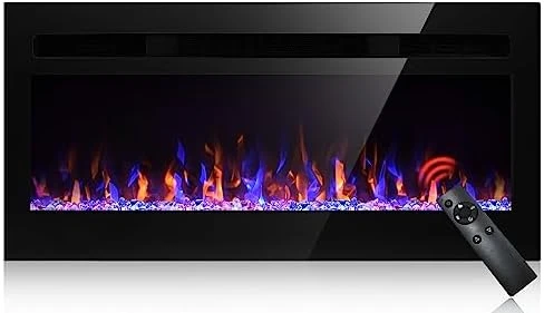 

inch Fireplace, Recessed and Mounted Fireplace, Fireplace Inserts with 750W/1500W Heater, Remote Control Timer, Adjustable 14