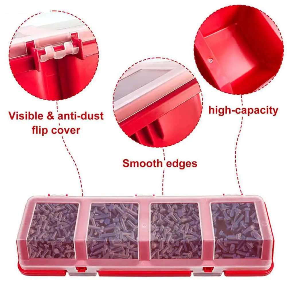 1pcs Plastic Multi-Compartment Organiser Box For Screws Plastic Hardware Divider Storage Case With Lid Display 4