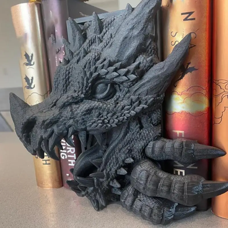 Gotische Draak Boekensteun - Prachtige Hars Draak Standbeeld Als Decoratief Boekensteun Voor Woonkamer En Bureau