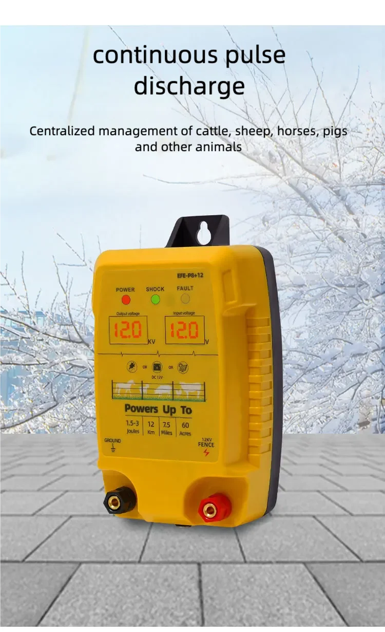 12KM Electric Fence 1.5-3 Joules Low Impedance Energizer Sheep Cattle Horse Poultry Controller Tool For Animal Captivity electric fence energizer
