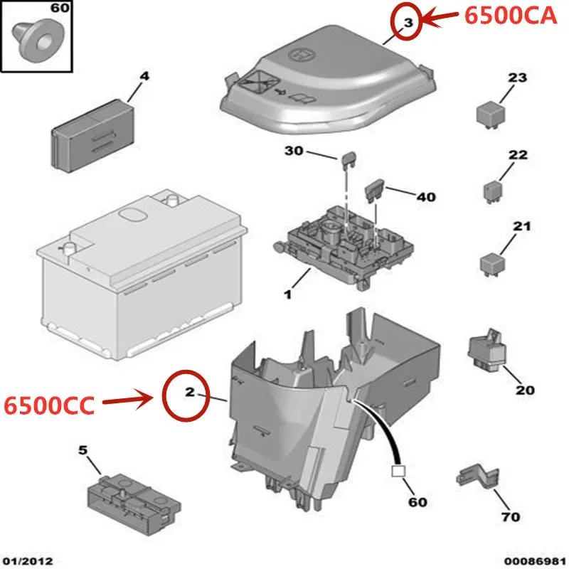 푸조 3008 307 308 408 5008 RCZ 파트너 B9, 시트로엥 C4 DS5 세가용 6500CA 6500CC. 브래킷과 퓨즈 박스를 확인하세요.