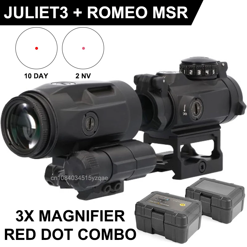 

Tactical Romeo-MSR Red Dot Sight & Juliet3 3X Ultra-compact Magnifier Combo Kit Filp-To-Side Picatinny Mount Hunting Rifle Scope