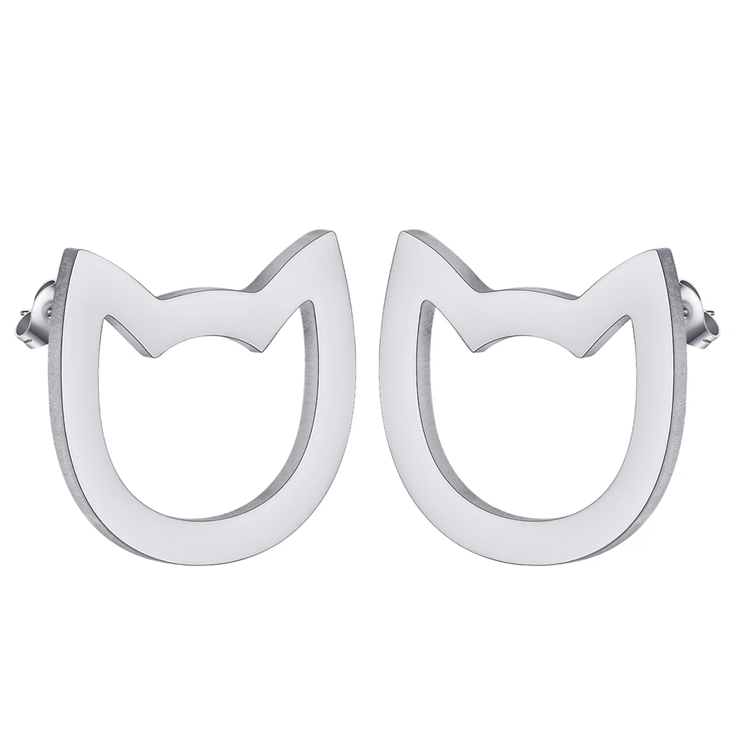 Stainless Steel Stud Earrings Women Jewelry Cute Animal Lover Cat Earring - PeticaDeals